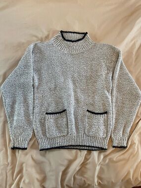 OHI Ivory Knit Sweater with Black Trim